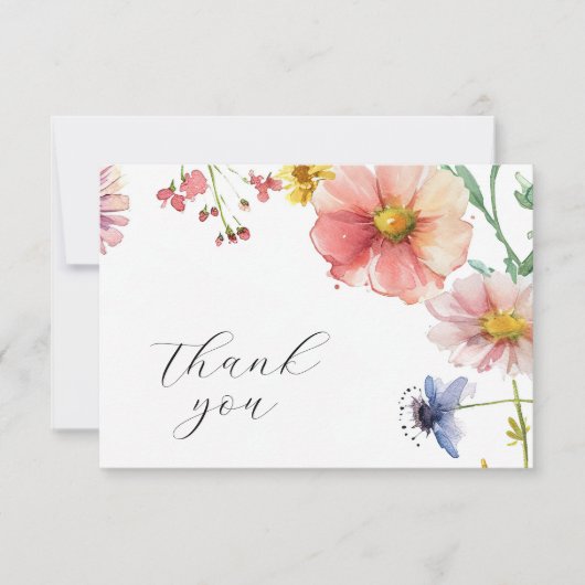 小さな野草の赤ちゃんシャワー サンキューカード (正面)