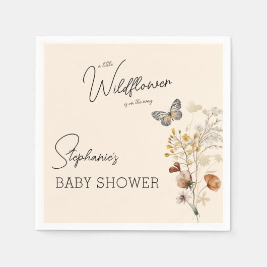 小さな野草の赤ちゃんシャワー スタンダードカクテルナプキン (正面)