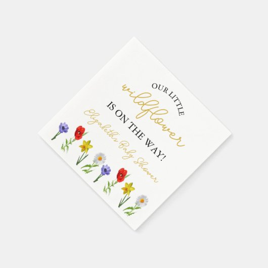 小さな野草の赤ちゃんシャワー スタンダードカクテルナプキン (角)