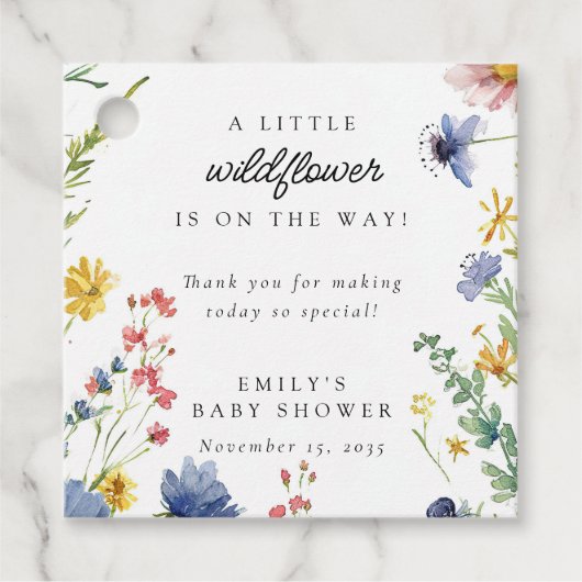 小さな野草の赤ちゃんシャワー フェイバータグ (正面)