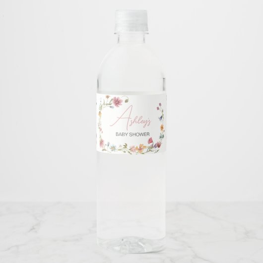 小さな野草の赤ちゃんシャワー ペットボトルラベル (正面)
