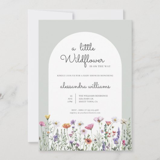 小さな野草の赤ちゃんシャワー 招待状 (正面)