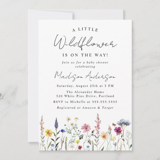 小さな野草の赤ちゃんシャワー 招待状 (正面)