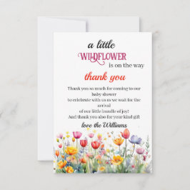 小さな野草の赤ちゃん女の子シャワー サンキューカード