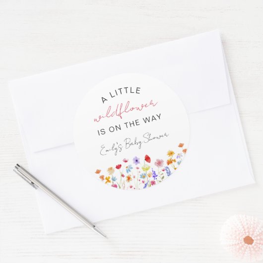 小さな野草の赤ん坊のシャワー開花フローラ ラウンドシール (封筒)