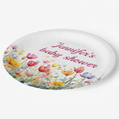 小さな野草の赤ん坊の女の子の赤ちゃんシャワー ペーパープレート (アングル)