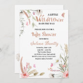 小さな野草の赤ん坊の女の子シャワー 招待状 (正面/裏面)