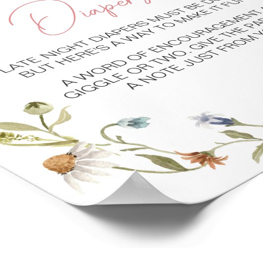 小さな野草の赤ん坊シャワー夜遅くのおむつ ポスター (角)