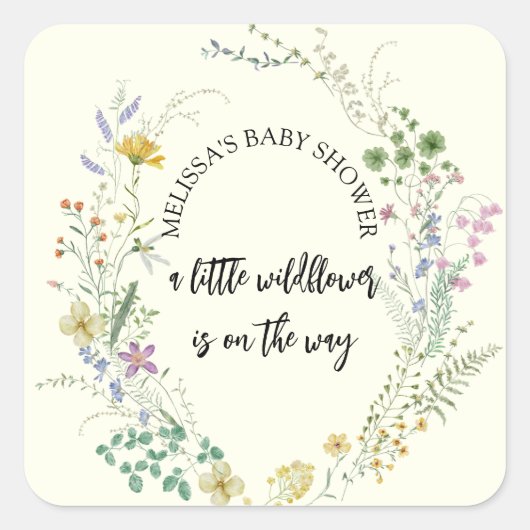小さな野草の赤ん坊シャワー スクエアシール (正面)