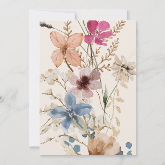 小さな野草の赤男女兼用ちゃんシャワー 招待状 (裏面)