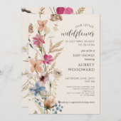 小さな野草の赤男女兼用ちゃんシャワー 招待状 (正面/裏面)