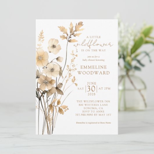 小さな野草の赤男女兼用ちゃんシャワー 招待状 (スタンド正面)