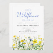 小さな野草の赤男女兼用ちゃんシャワー 招待状 (正面/裏面)