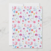 小さな野草の青い赤ちゃんシャワー 招待状 (裏面)