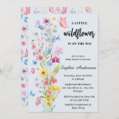 小さな野草の青い赤ちゃんシャワー 招待状 (正面/裏面)