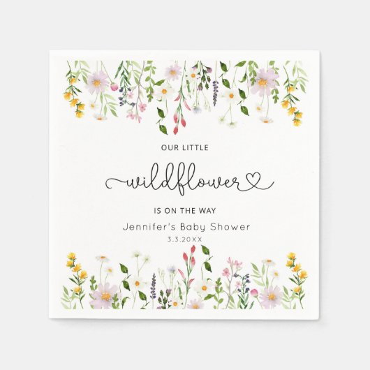 小さな野草は赤ん坊のシャワーの途中にある スタンダードカクテルナプキン (正面)
