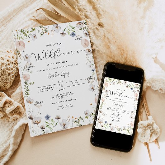 小さな野草は赤ん坊のシャワーの途中にある 招待状