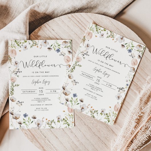 小さな野草は赤ん坊のシャワーの途中にある 招待状