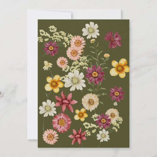 小さな野草セージ緑の赤ちゃんシャワー 招待状 (裏面)