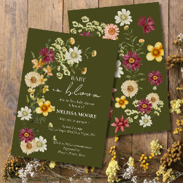 小さな野草セージ緑の赤ちゃんシャワー 招待状