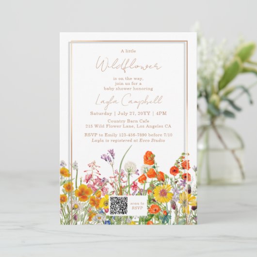 小さな野草坊保女の子の赤ちゃんシャワー 招待状 (スタンド正面)