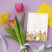 小さな野草坊保女の子の赤ちゃんシャワー 招待状