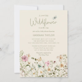 小さな野草坊保女の子の赤ちゃんシャワー 招待状