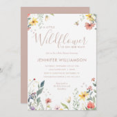 小さな野草女の子の赤ちゃんシャワー 招待状 (正面/裏面)