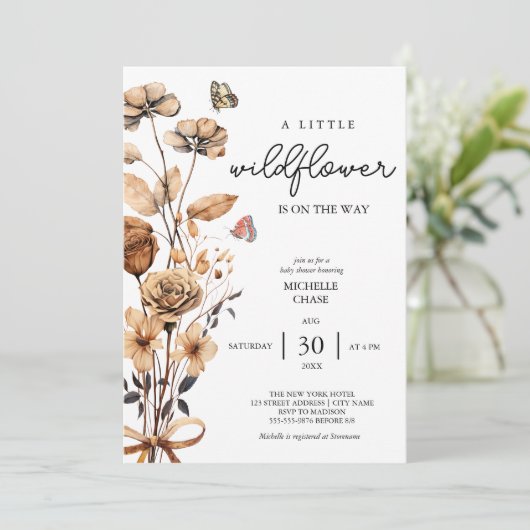 小さな野草娘のベビーシャワー招待状 招待状 (スタンド正面)