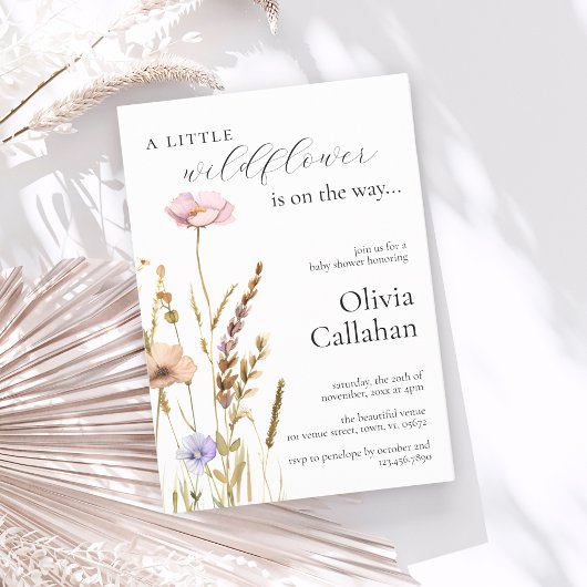 小さな野草娘の赤ちゃんシャワーエレガント 招待状