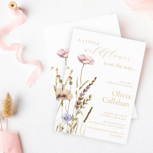 小さな野草娘の赤ちゃんシャワーエレガント 招待状