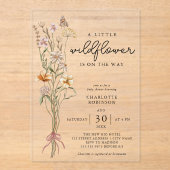 小さな野草娘の赤ちゃんシャワー アクリル招待状 (正面)