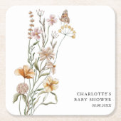 小さな野草娘の赤ちゃんシャワー スクエアペーパーコースター (正面)