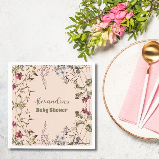 小さな野草娘の赤ちゃんシャワー スタンダードカクテルナプキン