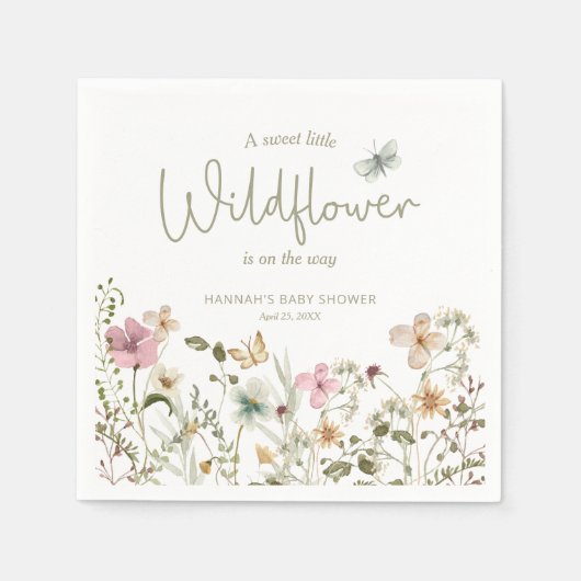 小さな野草娘の赤ちゃんシャワー スタンダードカクテルナプキン (正面)