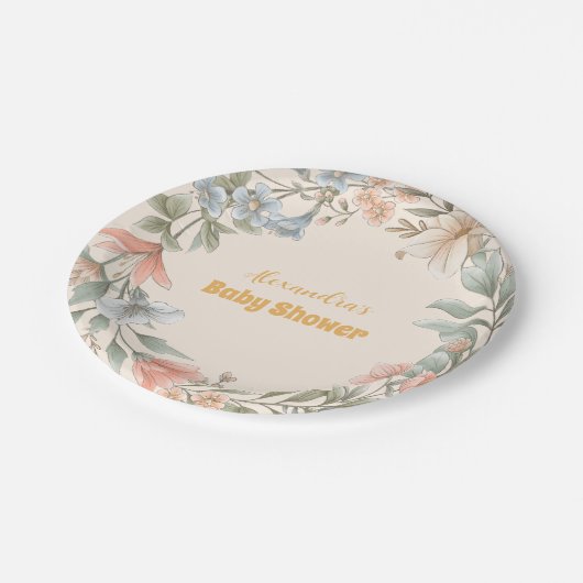 小さな野草娘の赤ちゃんシャワー ペーパープレート (アングル)