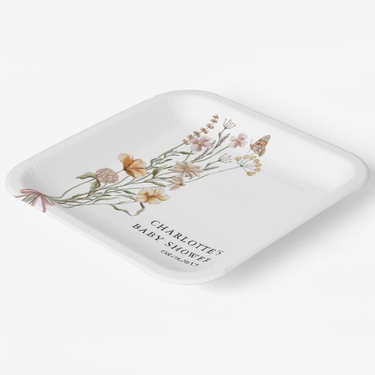 小さな野草娘の赤ちゃんシャワー ペーパープレート (傾斜あり)