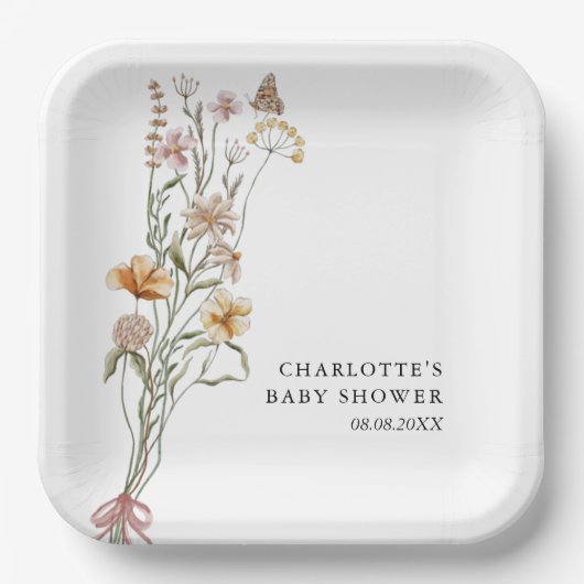 小さな野草娘の赤ちゃんシャワー ペーパープレート (正面)