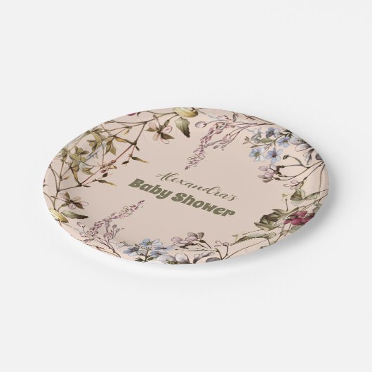 小さな野草娘の赤ちゃんシャワー ペーパープレート (アングル)