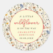 小さな野草娘の赤ちゃんシャワー ラウンドシール (正面)