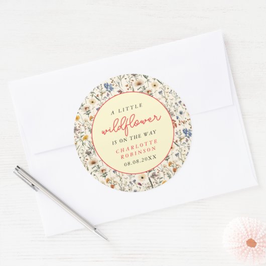 小さな野草娘の赤ちゃんシャワー ラウンドシール (封筒)