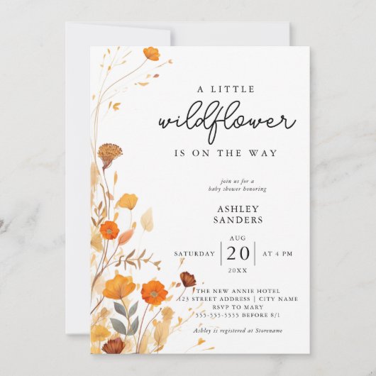 小さな野草娘の赤ちゃんシャワー 招待状 (正面)