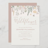 小さな野草娘の赤ちゃんシャワー 招待状 (正面/裏面)