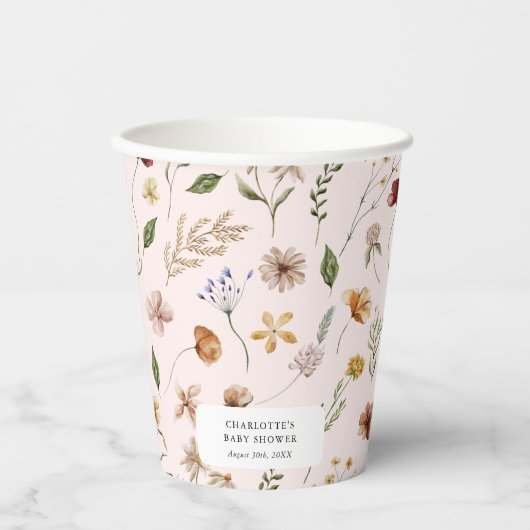 小さな野草娘の赤ちゃんシャワー 紙コップ (正面)