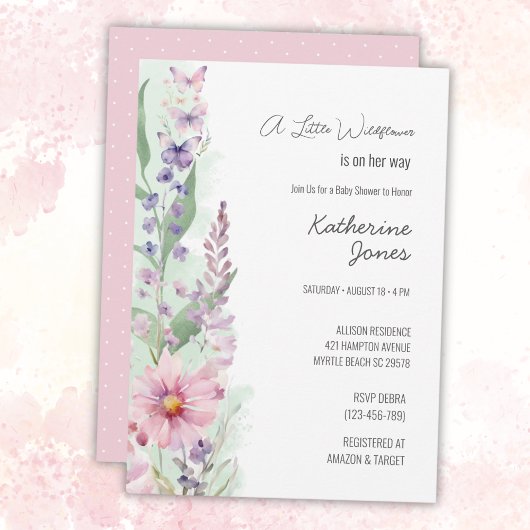 小さな野草娘の赤エレガントちゃんシャワー 招待状