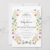 小さな野草花の花の赤ちゃん女の子シャワー 招待状 (正面)