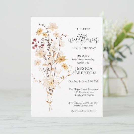 小さな野草花の赤ちゃんシャワー 招待状 (スタンド正面)