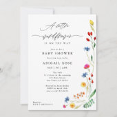 小さな野草花の赤ん坊のシャワー、牧草地の野草 招待状 (正面)