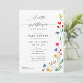 小さな野草花の赤ん坊のシャワー、牧草地の野草 招待状 (スタンド正面)
