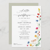 小さな野草花の赤ん坊のシャワー、牧草地の野草 招待状 (正面/裏面)